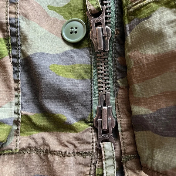 J Crew Olive Green Camouflage Field Military Jacket Women’s, Utility Pockets, S - Picture 5 of 11